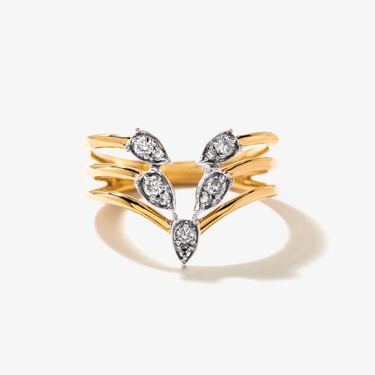 Diamond Cluster Ring in 10K Yellow and White Gold (0.14 ct tw)