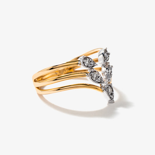 Diamond Cluster Ring in 10K Yellow and White Gold (0.14 ct tw)