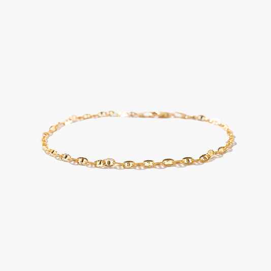 2.75mm Diamond Cut Link Bracelet in 10K Yellow and White Gold - 7.5"