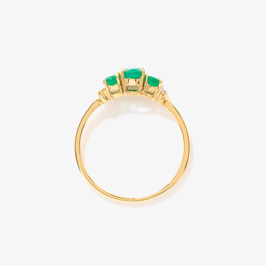 Three Stone Emerald Ring 10K Yellow Gold