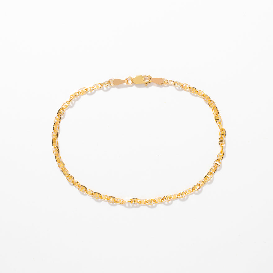 2.75mm Diamond Cut Link Bracelet in 10K Yellow and White Gold - 7.5"