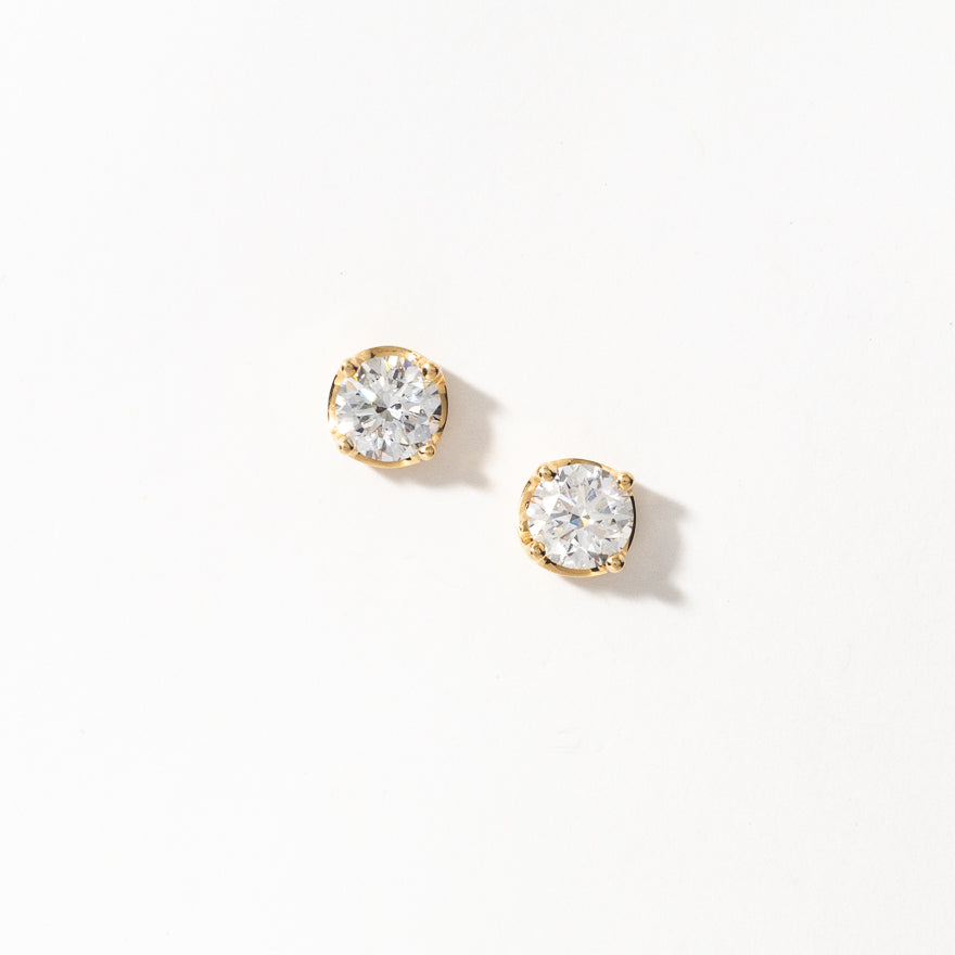 Lab Grown Diamond Stud Earrings in 14K Yellow Gold (2.00 ct tw)