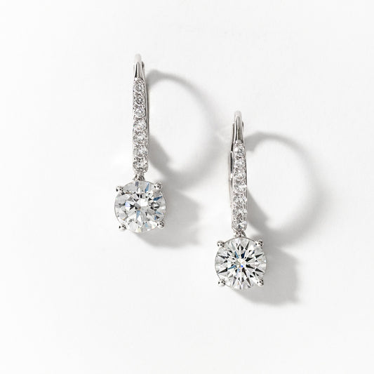 Lab Grown Diamond Dangle Hoop Earrings in 14K White Gold (2.23 ct tw)