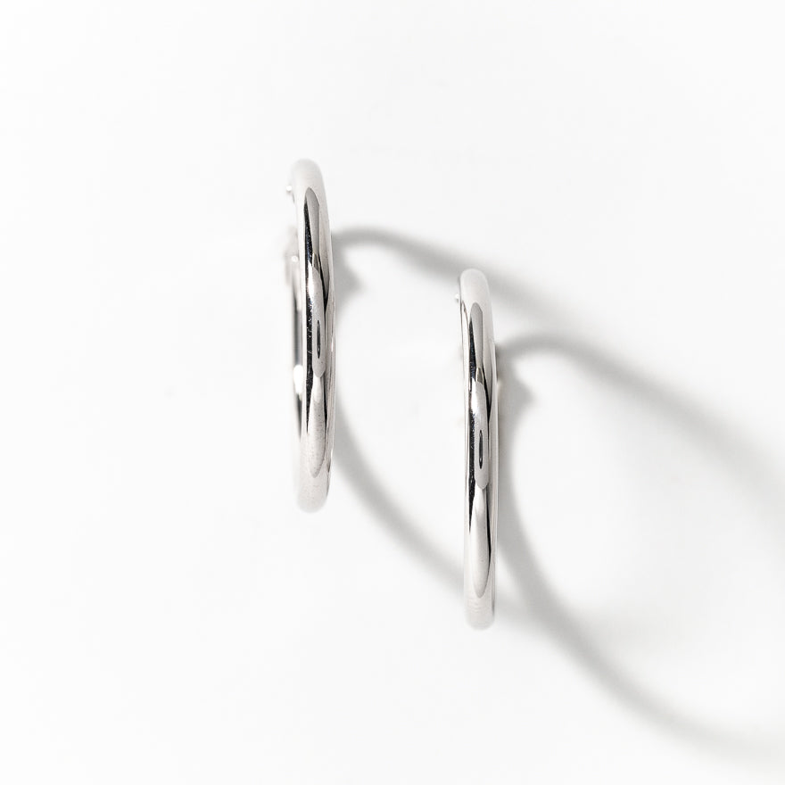 2x24mm Tube Hoop Earrings in 14K White Gold
