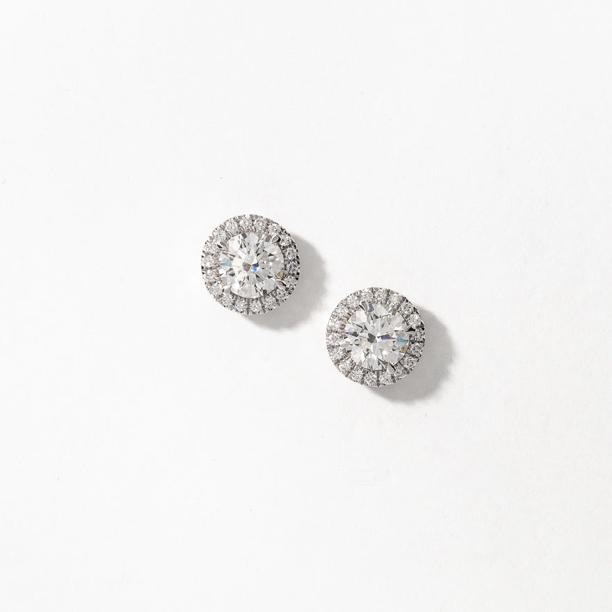 Lab Grown Diamond Stud Earrings in 14K White Gold (2.04 ct tw)