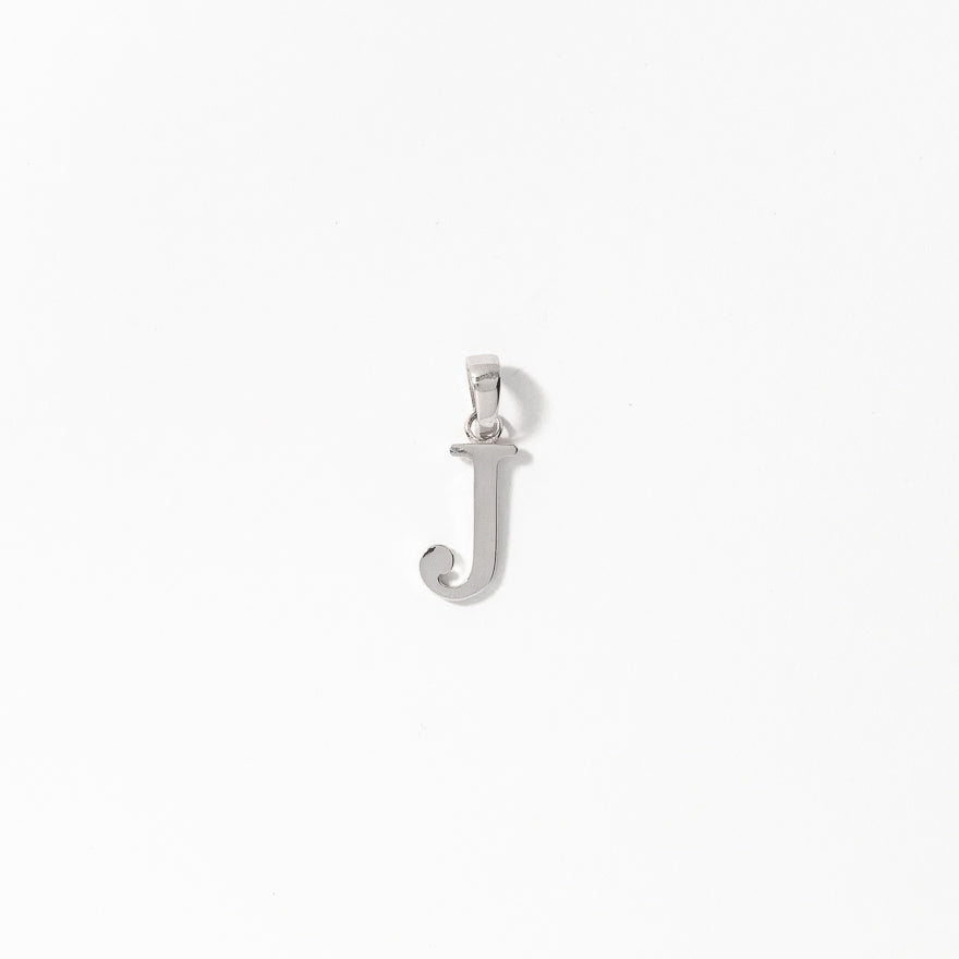 "J" Initial Pendant in 10K White Gold