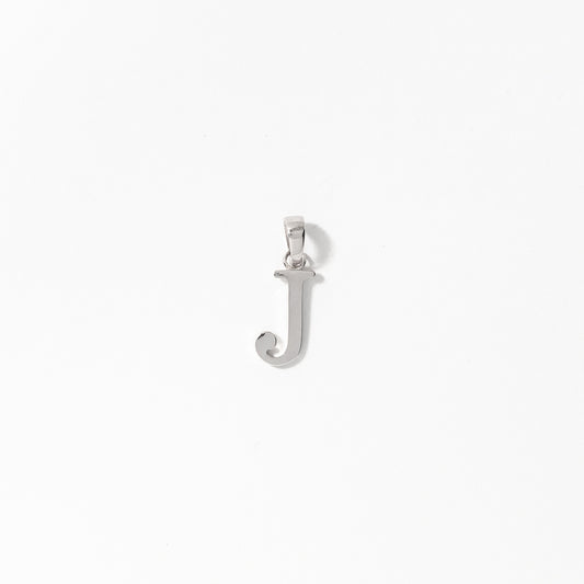 "J" Initial Pendant in 10K White Gold