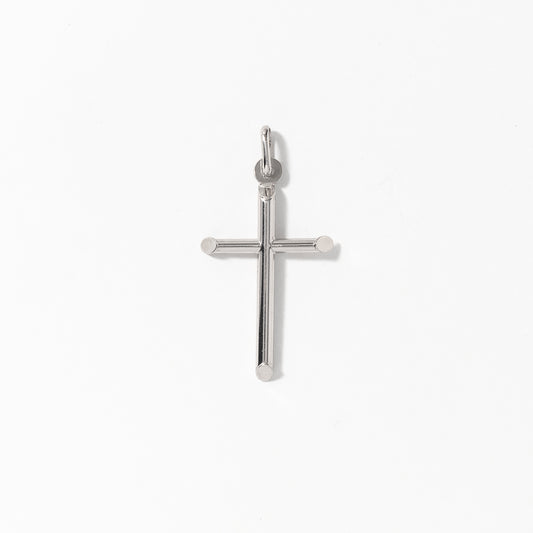 Tube Cross Pendant in 10K Italian White Gold