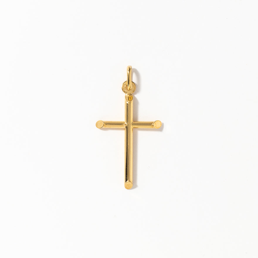 Tube Cross Pendant in 10K Italian Yellow Gold