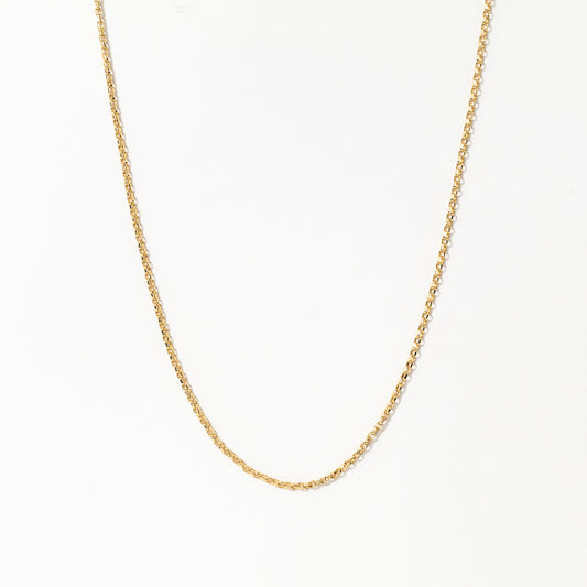 10K Italian Yellow Gold 1.15mm Diamond Cut Rolo Chain in 16"
