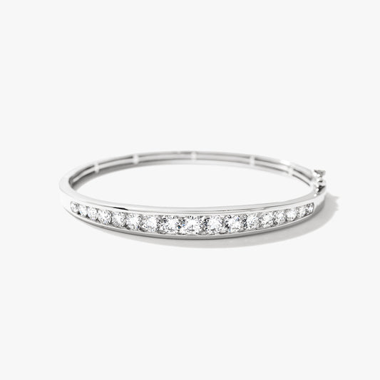 Lab Grown Diamond Bangle Bracelet In 14K White Gold (3.00 ct tw)