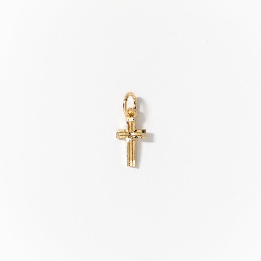Diamond Cut Cross Pendant in 10K Yellow Gold