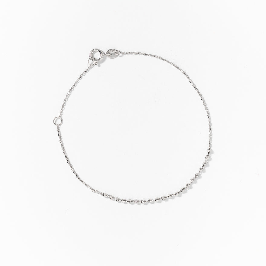 Diamond Cut Bead Bracelet in 10K White Gold