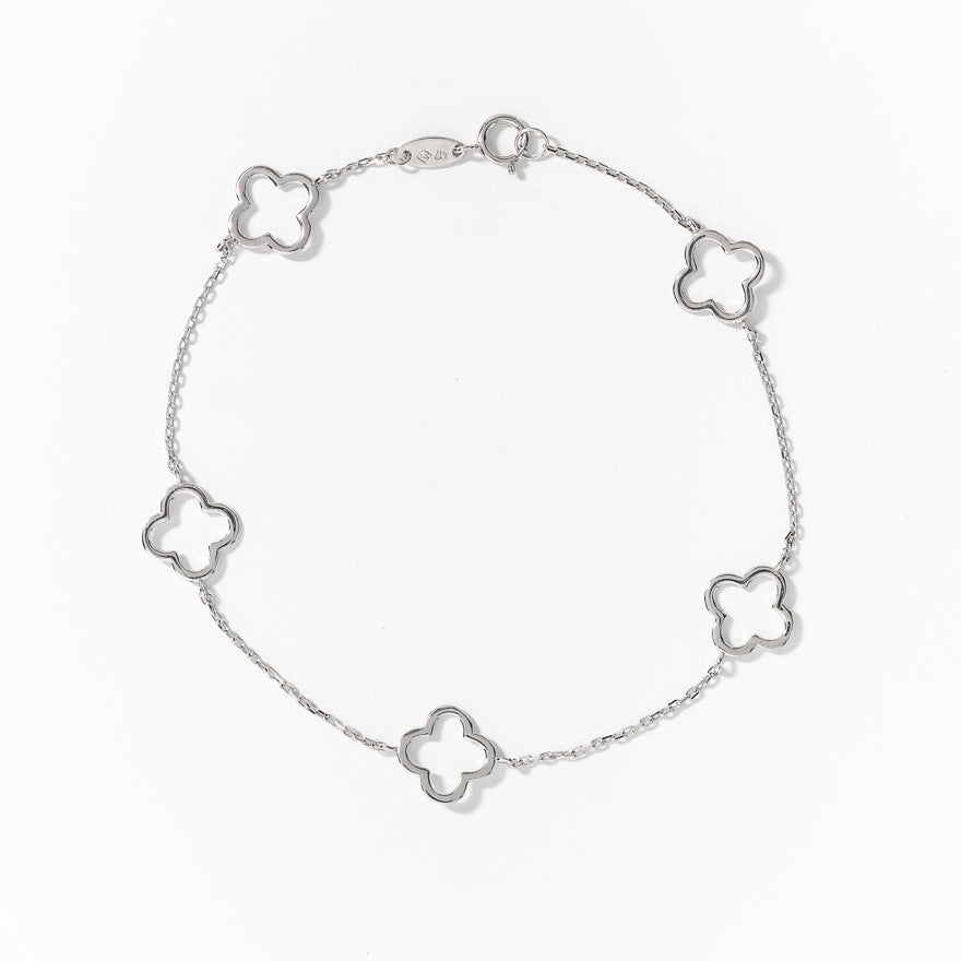 Flower Bracelet in 10K White Gold