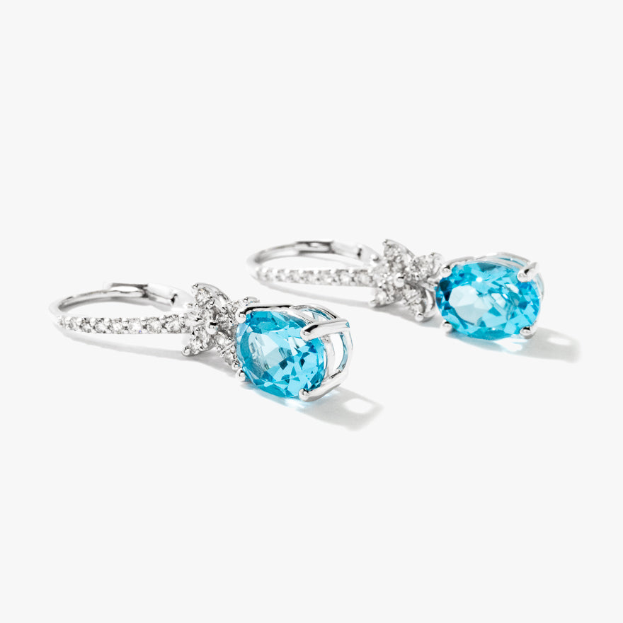 Blue Topaz Earrings in 10K White Gold