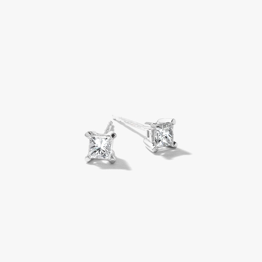 Princess Cut Diamond Stud Earrings in 10K White Gold (0.30 ct tw)