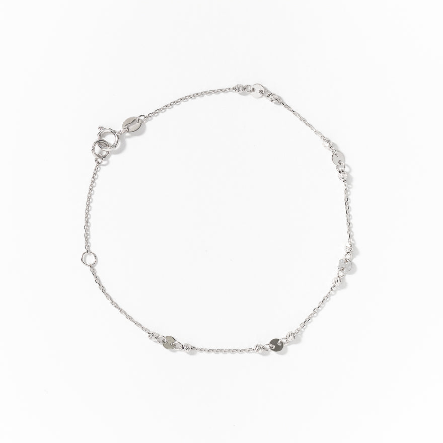 10K White Gold Bracelet with Diamond Cut Balls