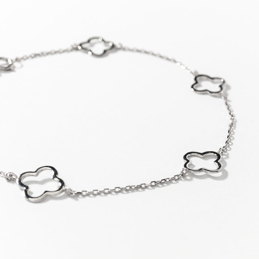 Flower Bracelet in 10K White Gold