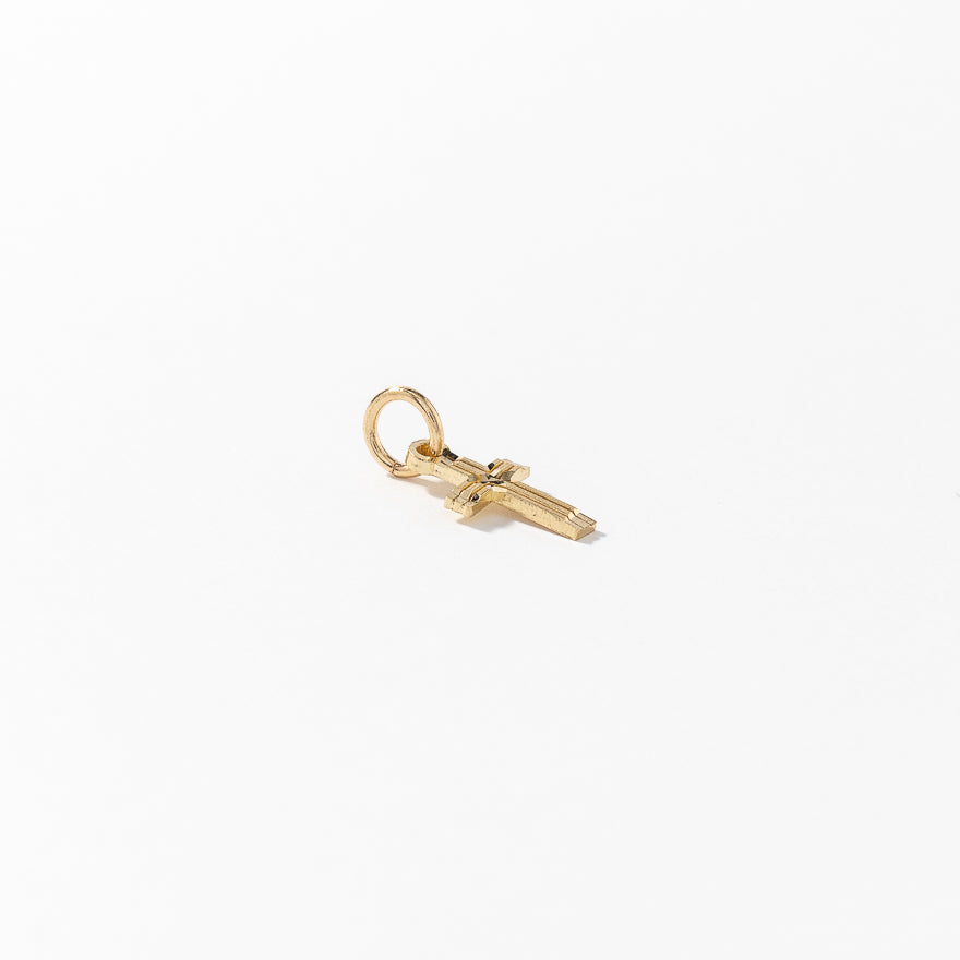Diamond Cut Cross Pendant in 10K Yellow Gold