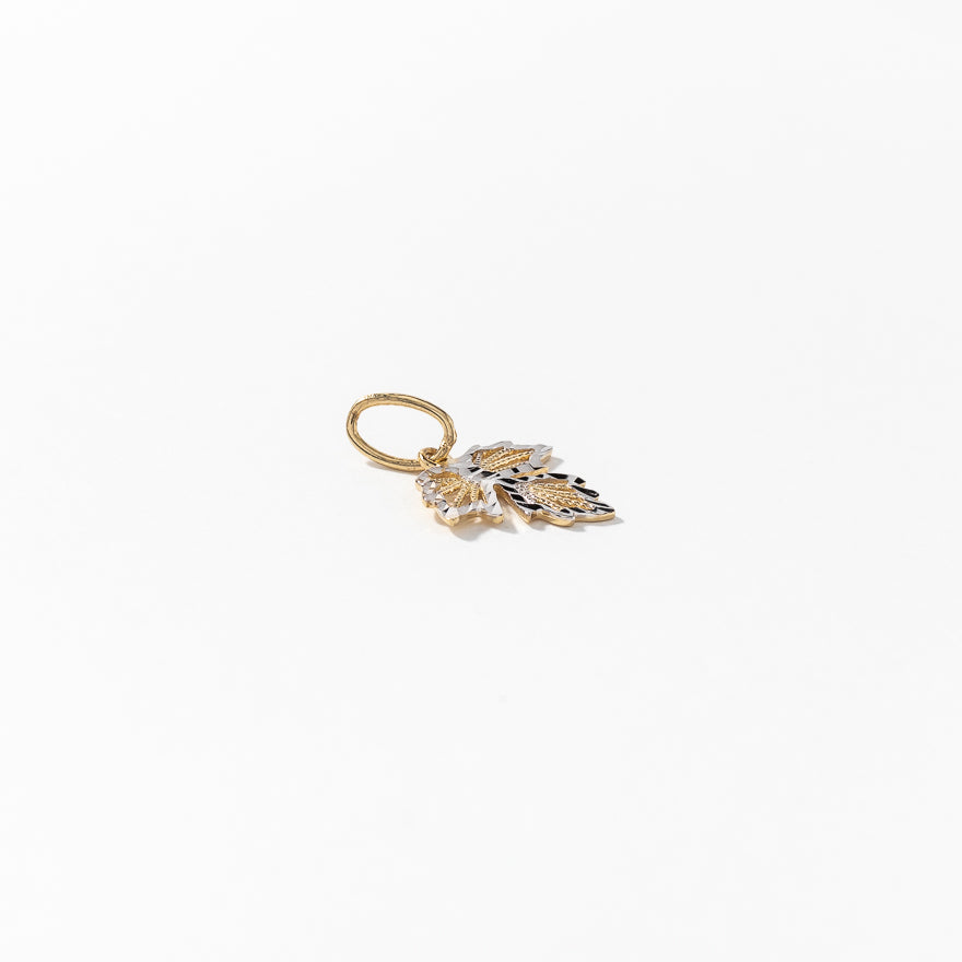 Leaf Pendant in 10K White and Yellow Gold