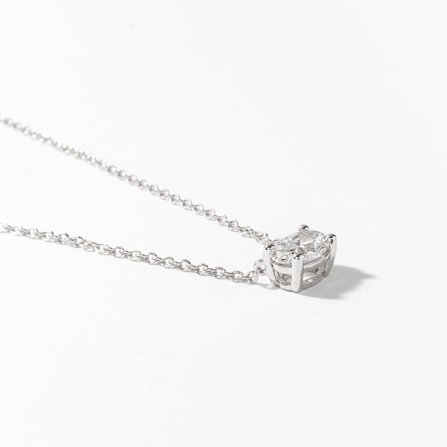 Lab Grown Oval Diamond Necklace in 14K White Gold (0.50 ct tw)