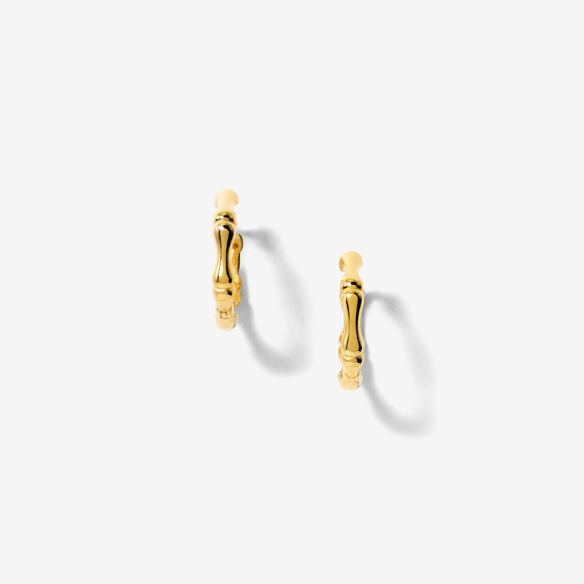 Bamboo Hoop Earrings in 10K Yellow Gold