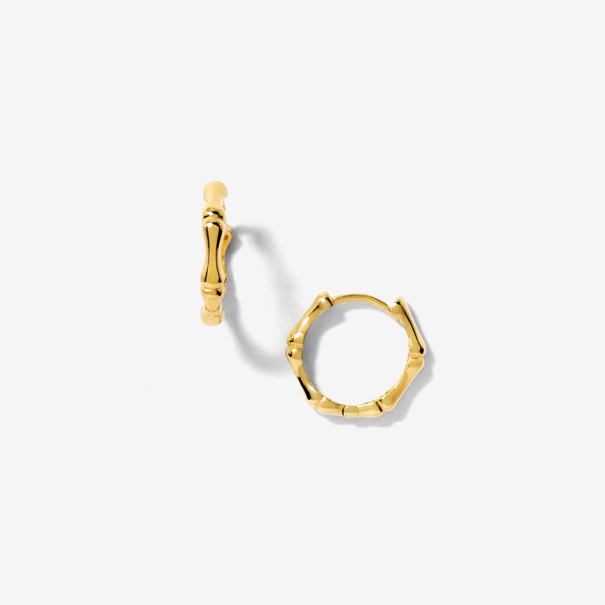 Bamboo Hoop Earrings in 10K Yellow Gold