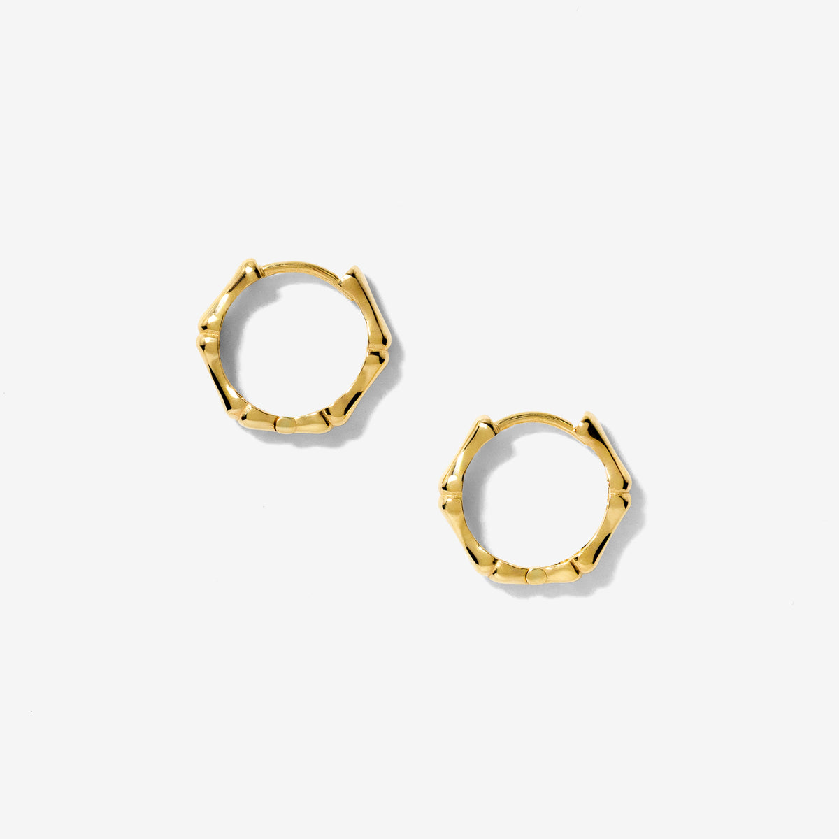 Bamboo Hoop Earrings in 10K Yellow Gold