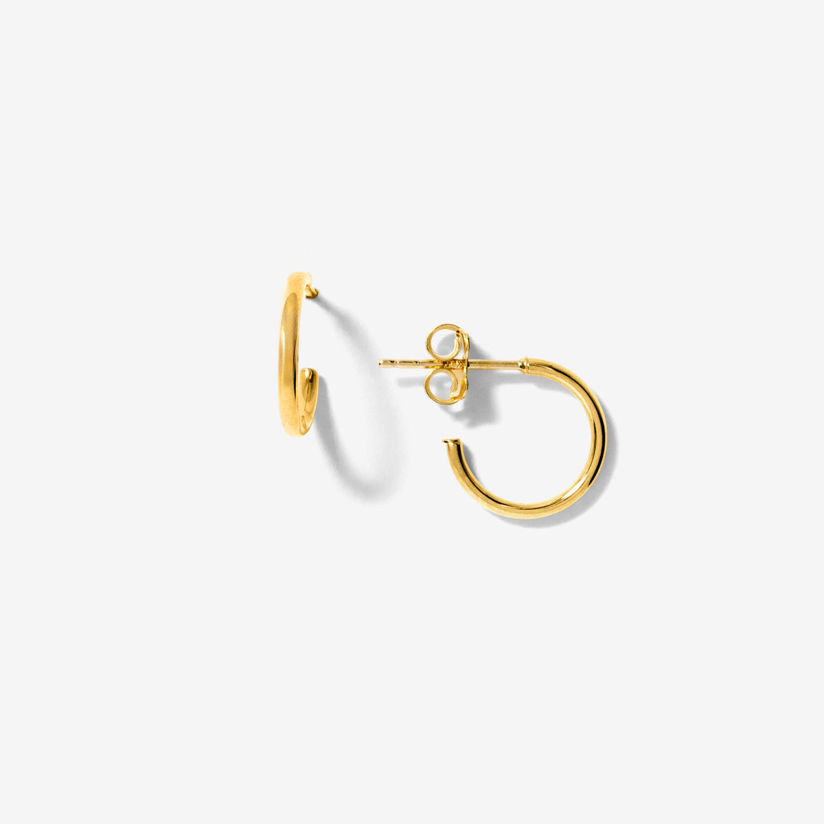 Round Hook Stud Earrings in 10K Yellow Gold