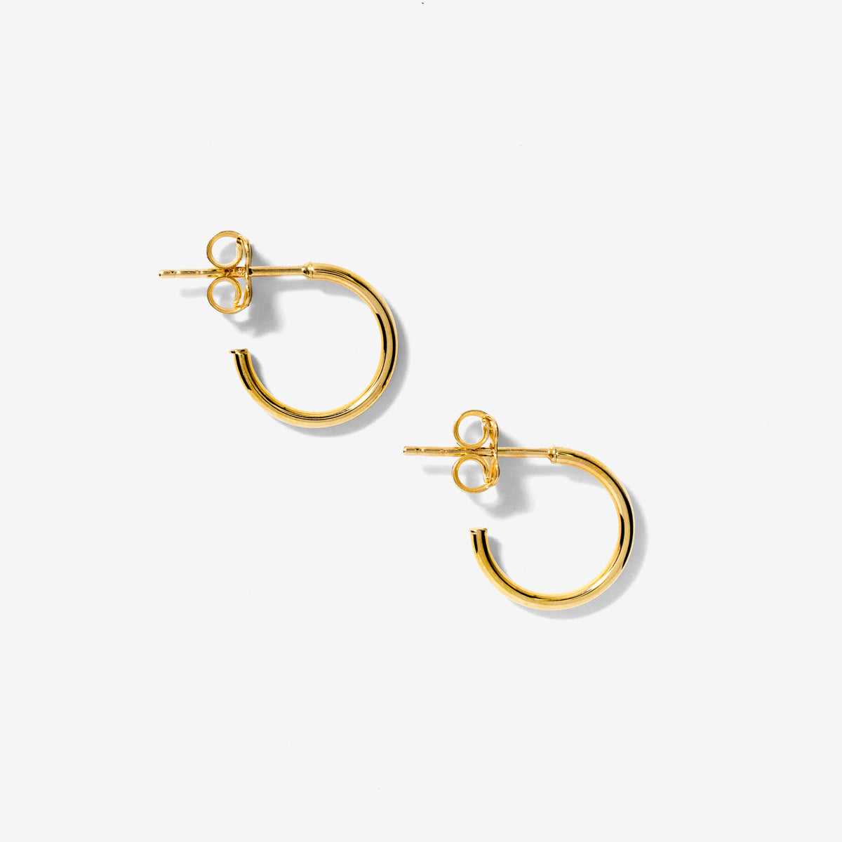 Round Hook Stud Earrings in 10K Yellow Gold