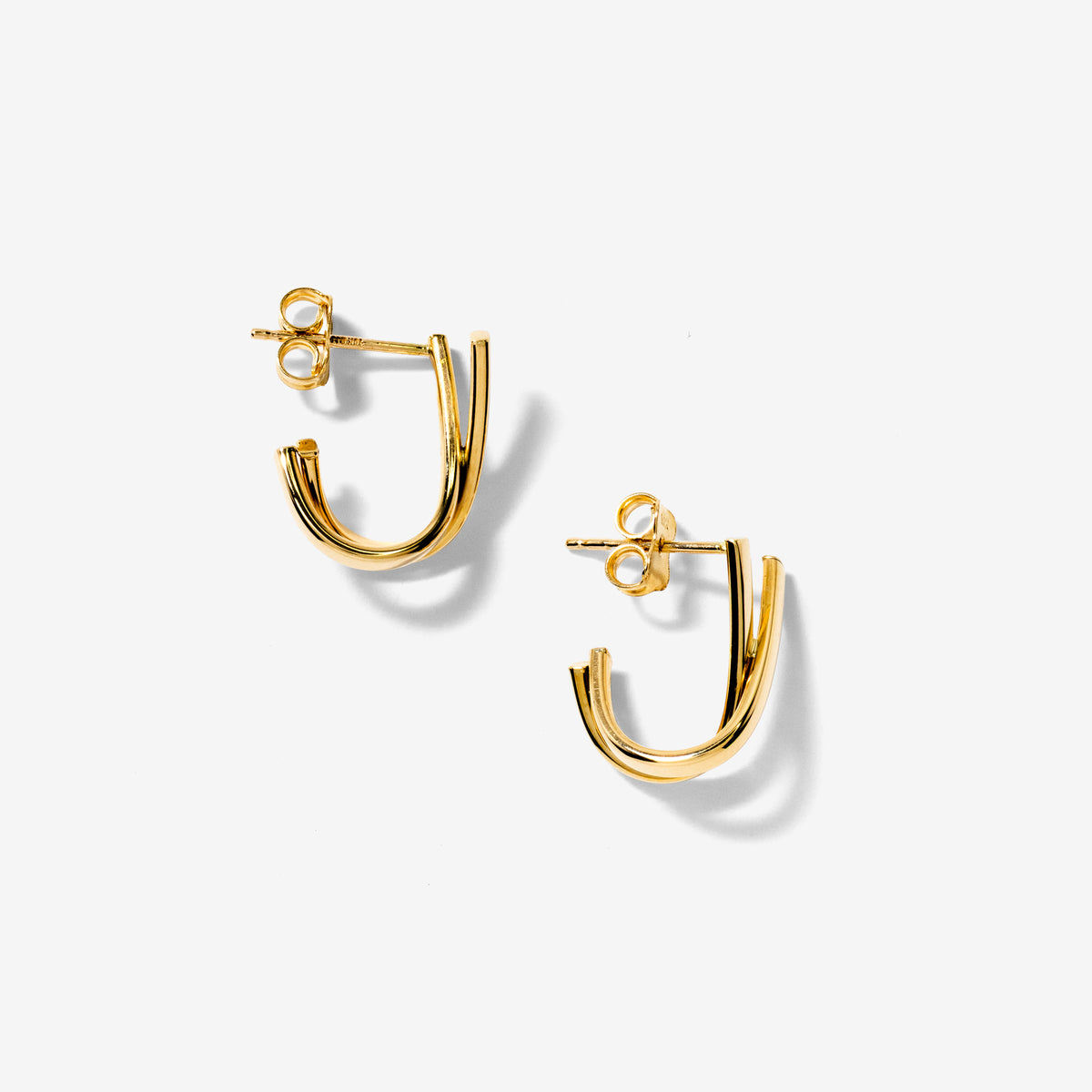 X Shape Hook Stud Earrings in 10K Yellow Gold