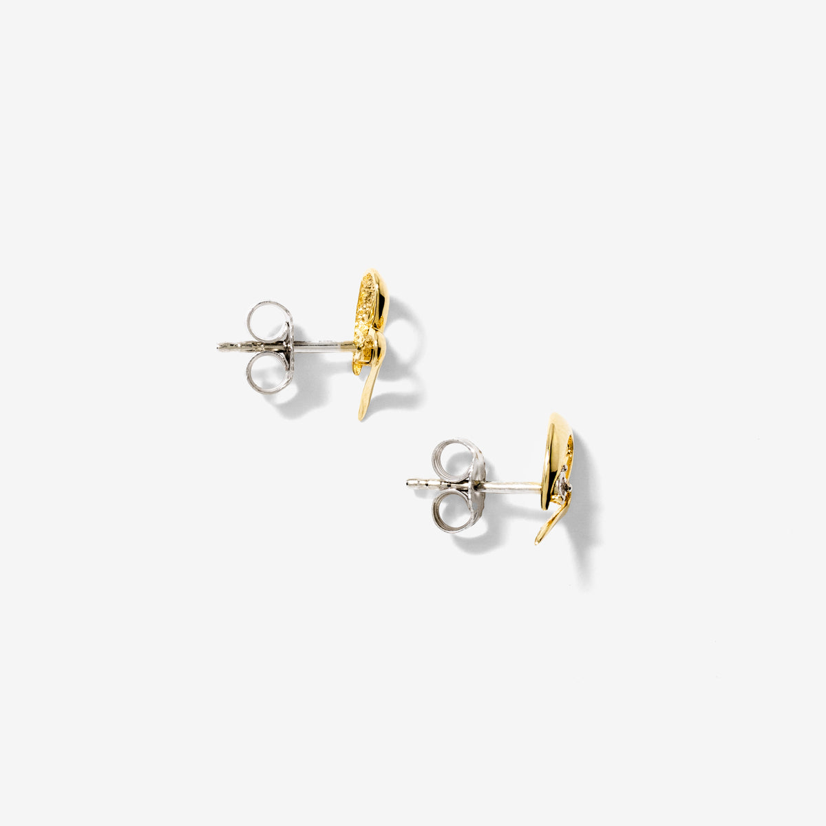 Diamond Heart Stud Earrings in 10K Yellow and White Gold (0.02 ct tw)