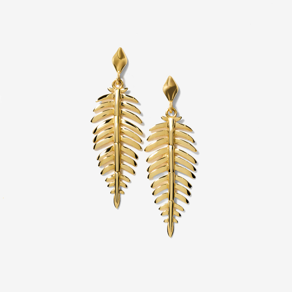Leaf Stud Earrings in 10K Yellow Gold