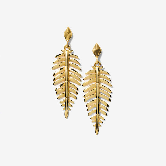 Leaf Stud Earrings in 10K Yellow Gold