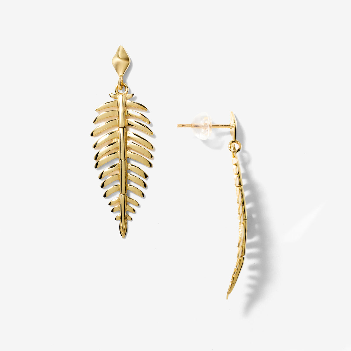 Leaf Stud Earrings in 10K Yellow Gold