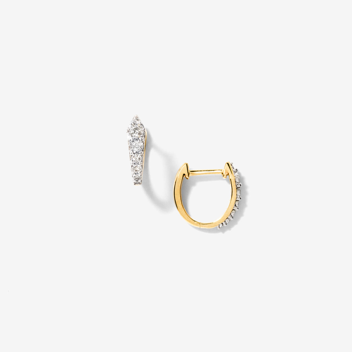 Diamond Hoop Earring in 10K Yellow and White Gold (0.20 ct tw)