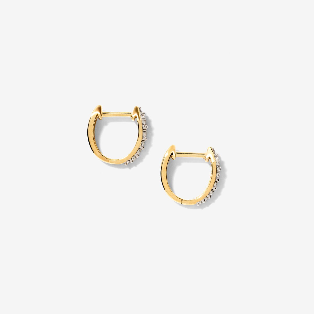 Diamond Hoop Earring in 10K Yellow and White Gold (0.20 ct tw)