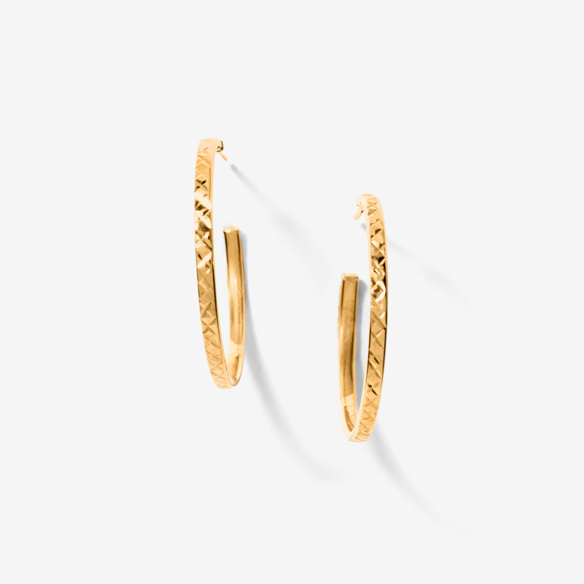 Diamond Cut Hoop Stud Earrings in 10k Yellow Gold