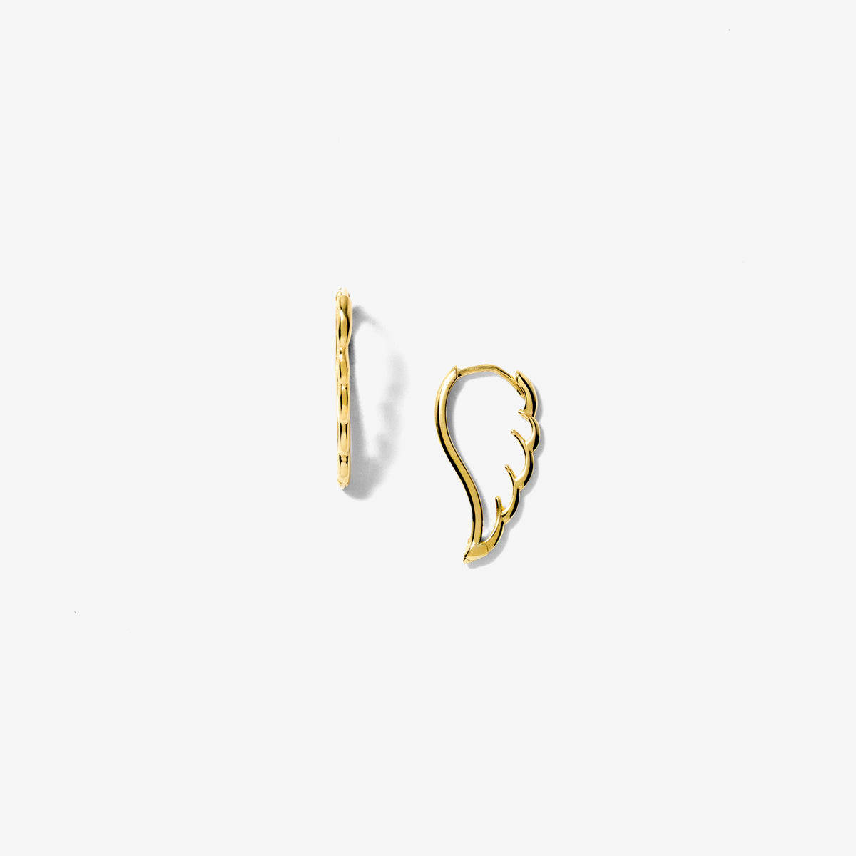 Open Wing Hoop Earrings in 10K Yellow Gold