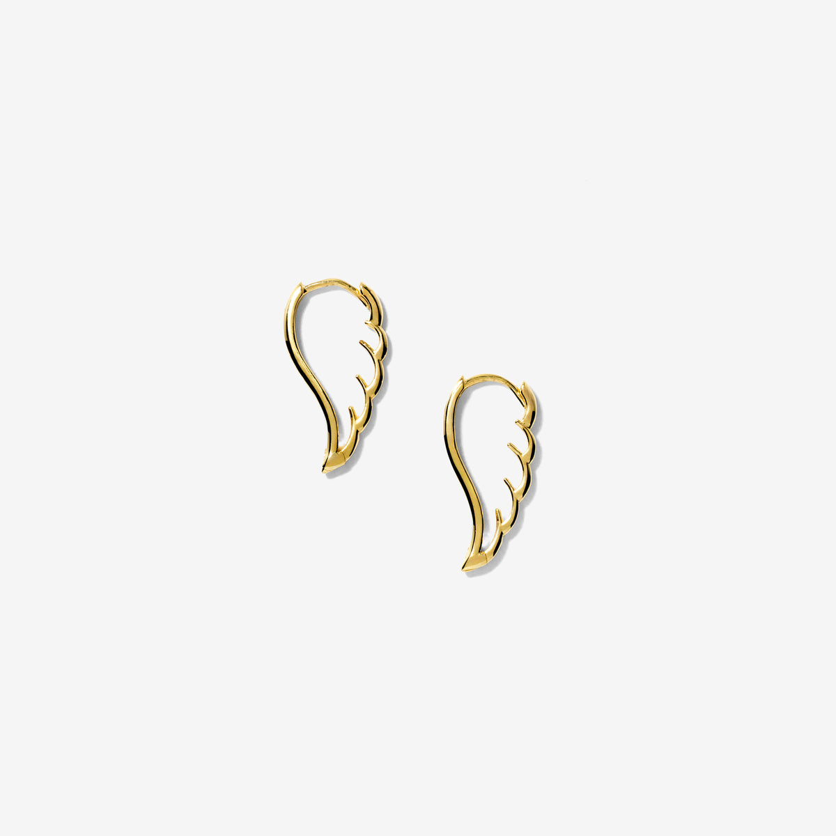 Open Wing Hoop Earrings in 10K Yellow Gold