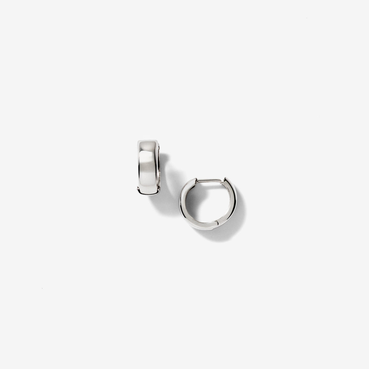 Huggie Hoop Earrings in 10K White Gold