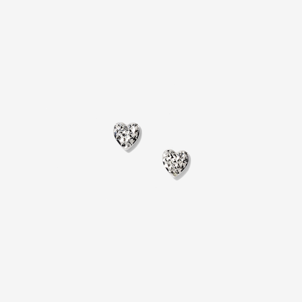 Diamond Cut Heart Puff Stud Earrings in 10K White Gold
