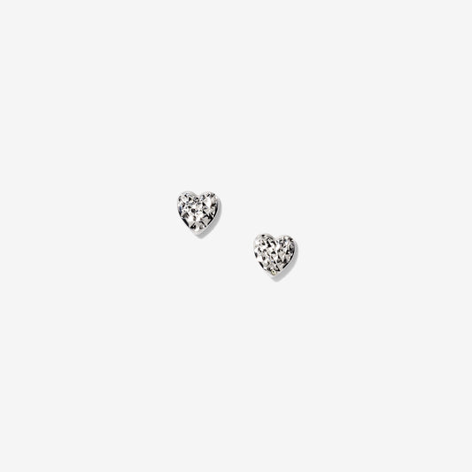 Diamond Cut Heart Puff Stud Earrings in 10K White Gold