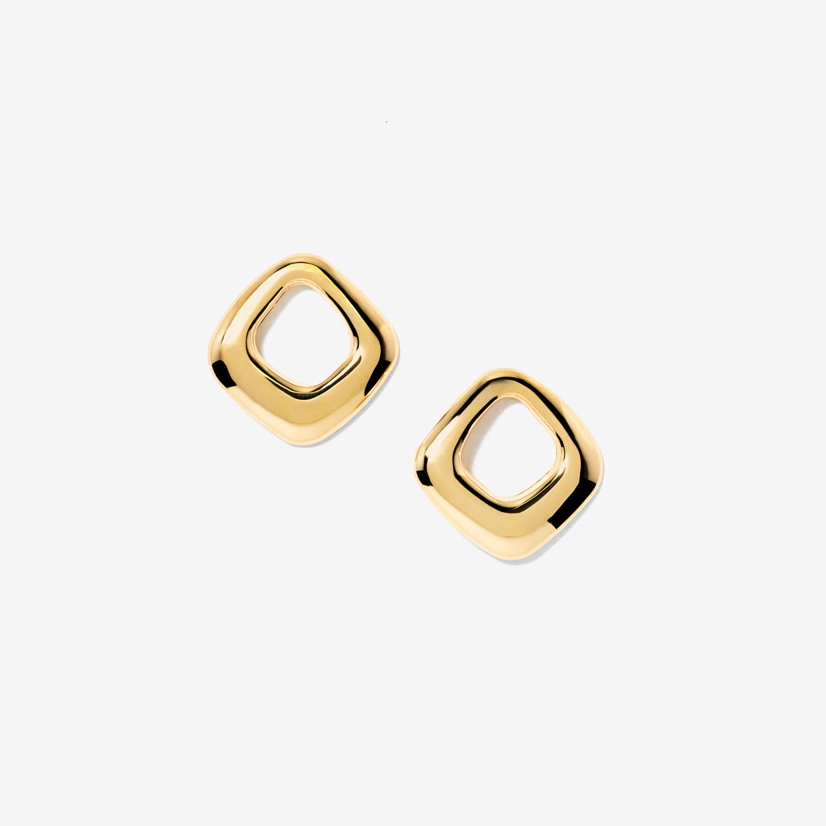 Cushion Shape Stud Earrings in 10K Yellow Gold