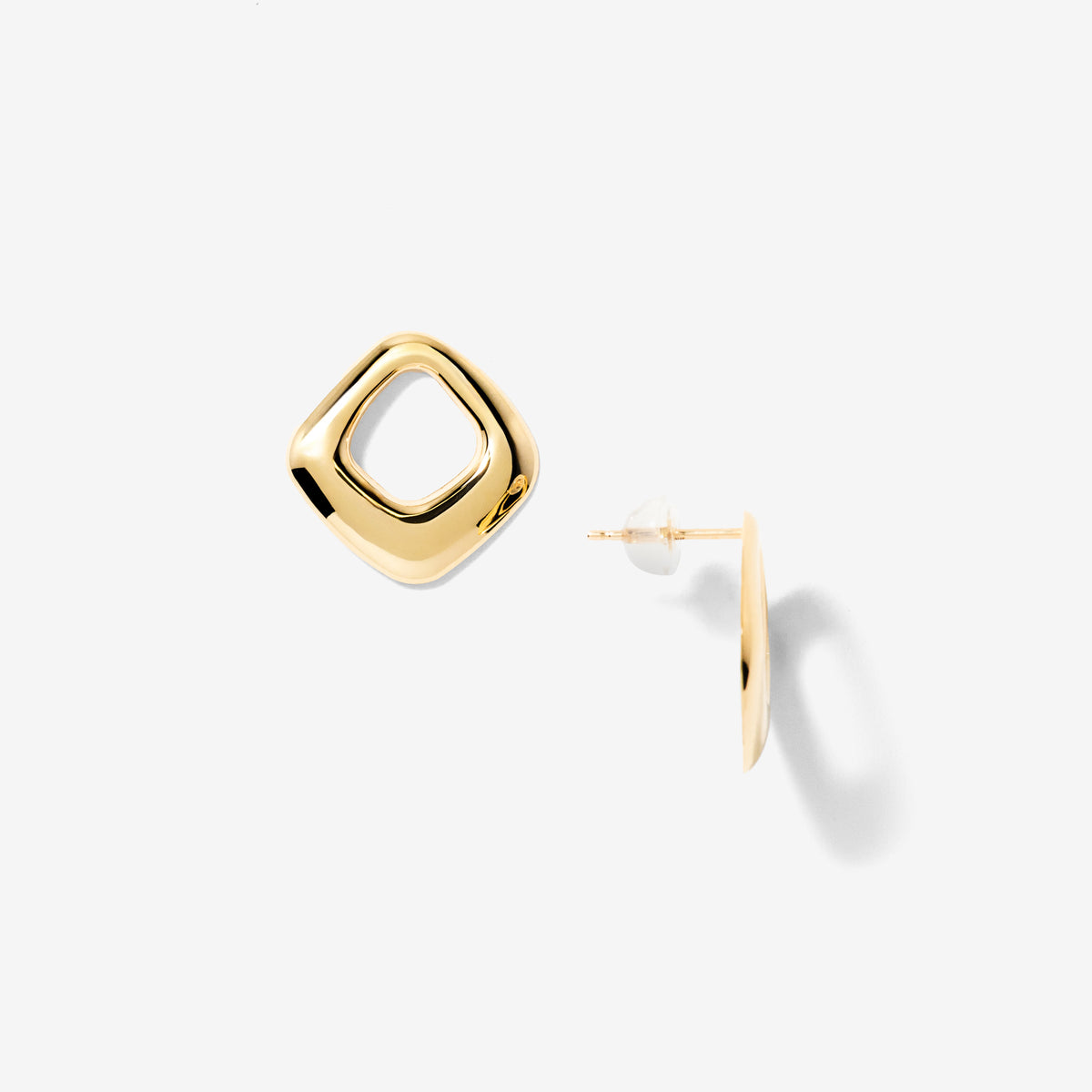 Cushion Shape Stud Earrings in 10K Yellow Gold