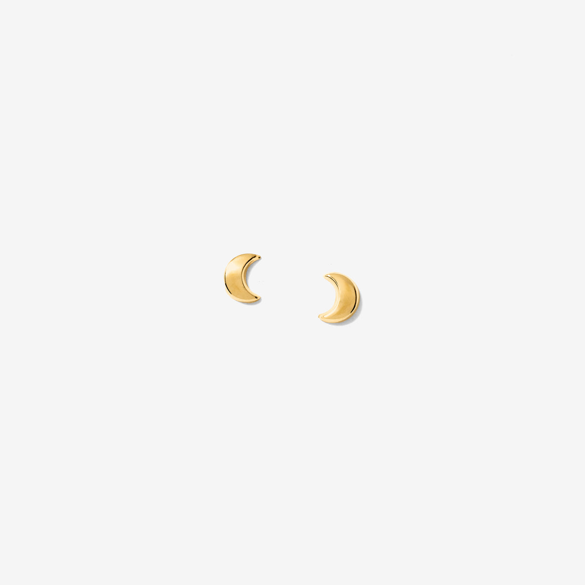 Mini Moon Stud Earrings in 10K Yellow Gold