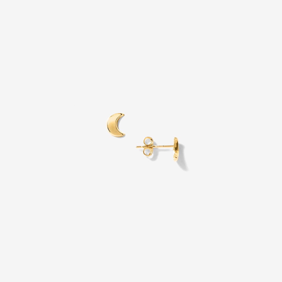 Mini Moon Stud Earrings in 10K Yellow Gold