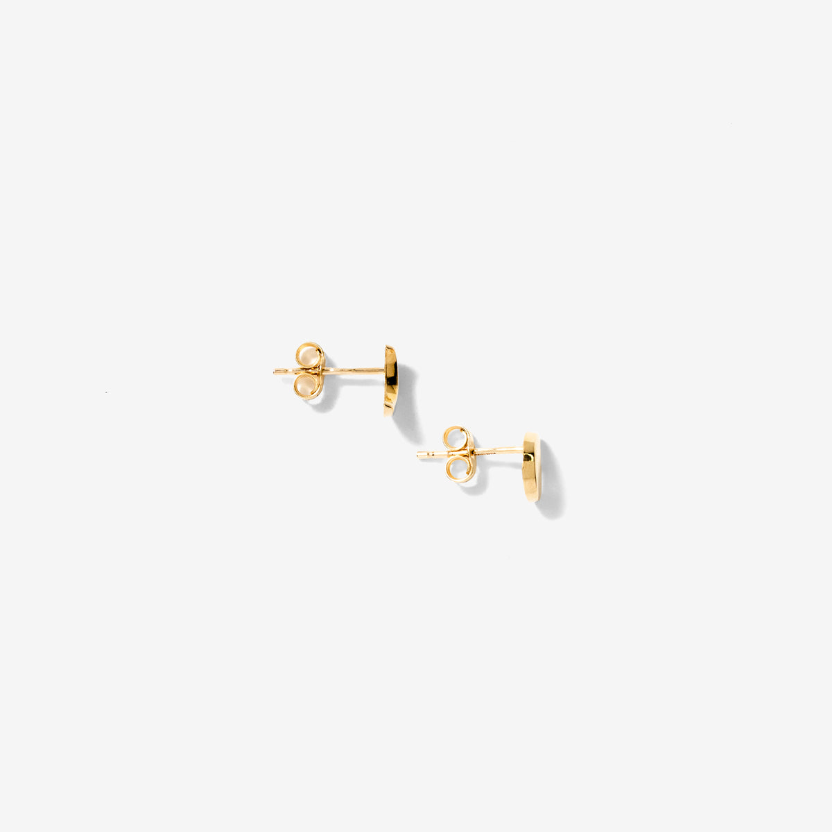 Mini Moon Stud Earrings in 10K Yellow Gold