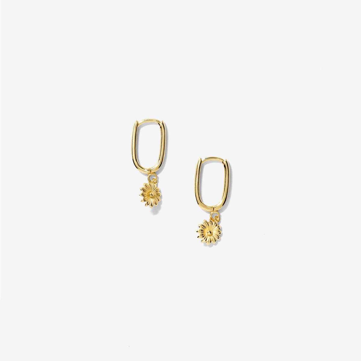 Flower Dangle Hoop Earrings in 10K Yellow Gold