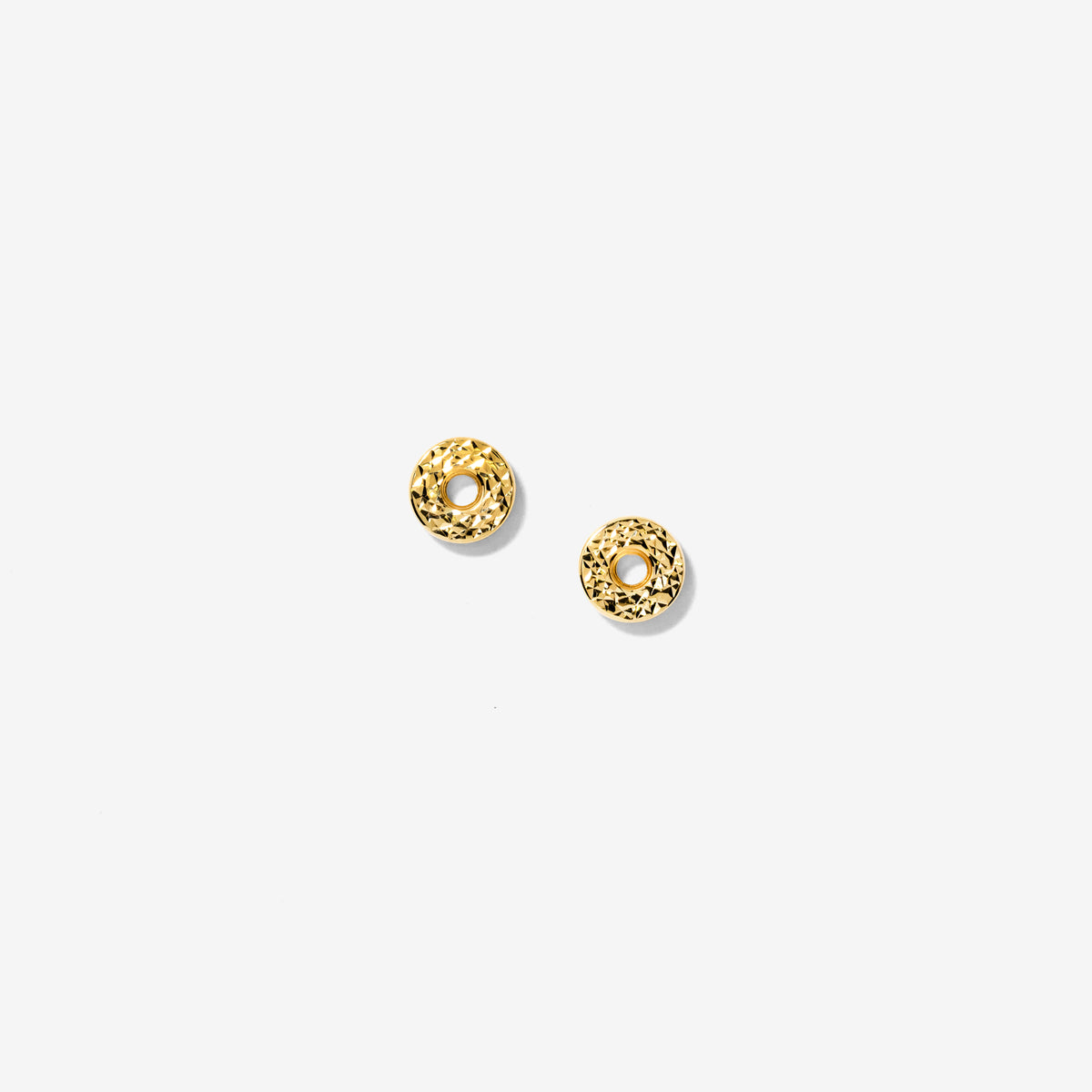 Diamond Cut Circle Stud in 10K Yellow Gold